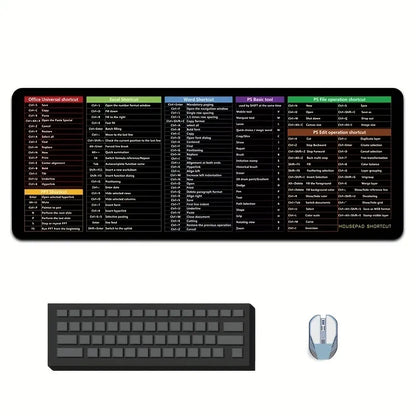 1Pc Computer Function Shortcut Key Mouse Pad, Non-Slip Mouse Pad, Large Thickened Keyboard Table Mat, 30*80*2Cm/11.8*31.5*0.78In